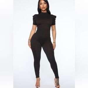 Fashion Nova Preferring You Puff sleeve Jumpsuit M